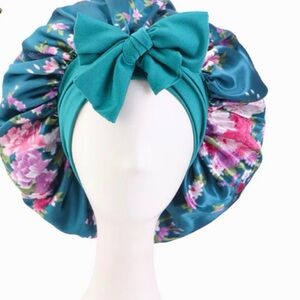 Floral Satin Bonnet with Bow